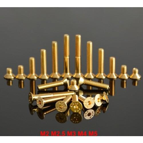DIN 912 Grade 12.9 Flat Countersunk Head Plating Titanium Gold Hex Socket Screws Allen Bolts M2 M2.5 M3 M4 M5 - 10pcs