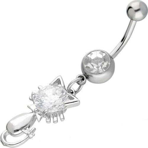 Getss Prg027A Cat Model Steel Navel Piercing