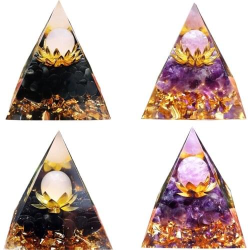 Crystal Pyramid 60mm Energy Amethyst Reiki Balance Meditation Yoga Energy Generator Natural Gemstone Home Ornament