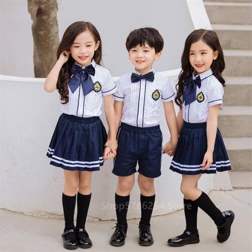 Boys Girls Childrens Day Chorus Stage Performance Summer Fashion British Style Student School Uniform Japanese Class Costumes