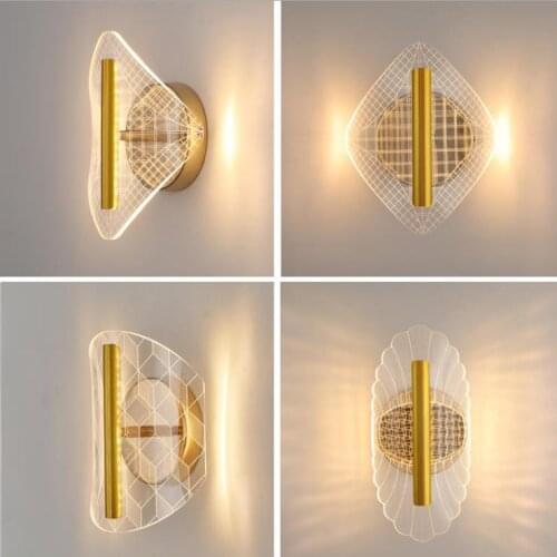 Creative gold simple modern acrylic led wall lamp super bright bedroom bedside lamp TV background wall lamp