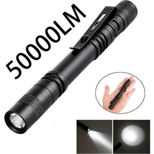 Mini LED Flashlight 50000LM Ultra Bright Lamp Handy Penlight Torch Pocket Portable Flashlight Lantern Camping Work AAA Battery