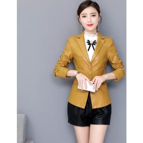 Plus Size Womens Leather Jacket Spring 2021 New Female Leather Clothing Short Slim Motorcycle Leather Coat Women Outerwear Red