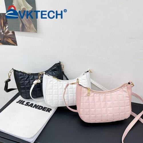 Fashion Women Checker Pattern PU Leather Solid Color Shoulder Crossbody Messenger Bag Casual Ladies Small Handbags Purse