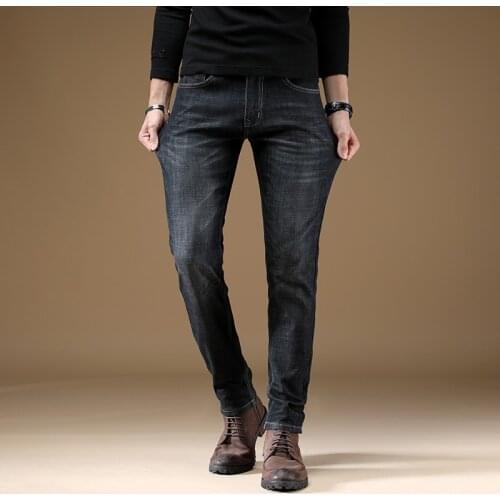 Mens Warm Fashion Denim Jeans Classic High Quality Fitted Winter Jeans New Brand Clothing Plus Velvet Thick Comfortable