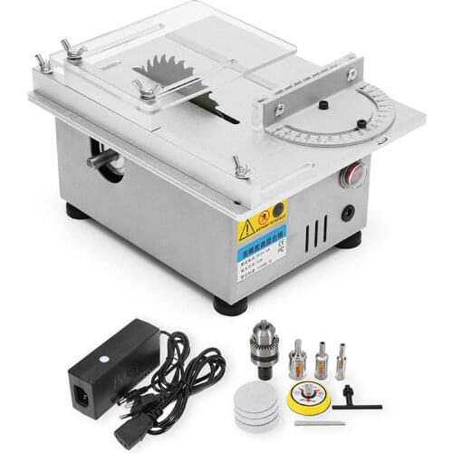 Multifunctional Mini Table Saw Handmade Woodworking Bench Lathe Electric Polisher Grinder DIY Model Cutting Saw Drill Chuck