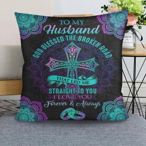 Cushion Cover to My Husband Pillow Case Personalized Design Decorative Throw Pillowcase Home Cushion Pillow Cover Thanksgiving