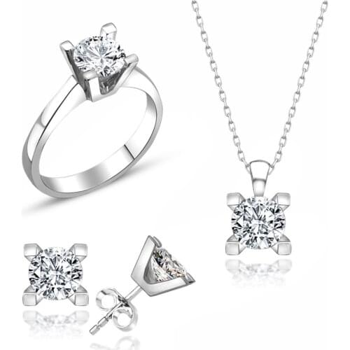 Certified Swarovski Gold Montür Engagement 925 Silver Set Suit