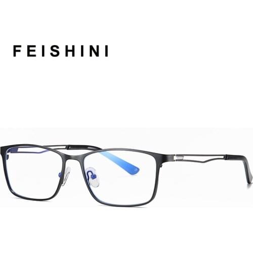 Feishini 14g Anti Blue Light Eye Glasses Men Blocking Filter Reduces Computer Business Eyewear Women Improve Comfort