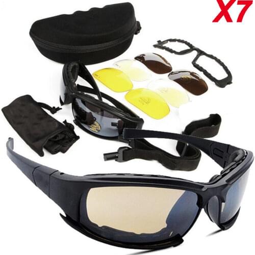 Military X7 Glasses Outdoor Tactical Goggles Shooting Hiking Camping Cycling Mountaineering Polarized Glasses 4 Lenses