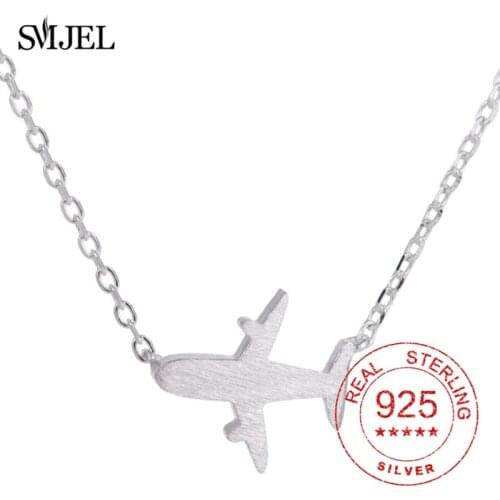 925 Sterling Silver Necklace Travel Aircraft Airplane Plane Pendant Necklace Gift For Women Girl Teens Sterling-silver-Jewelry