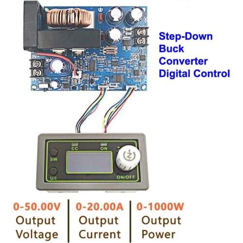 1000W 20A CNC Buck Converter Variable DC 0-50V CC CV Digital Step Down Laboratory Power Supply Adjustable DIY Module