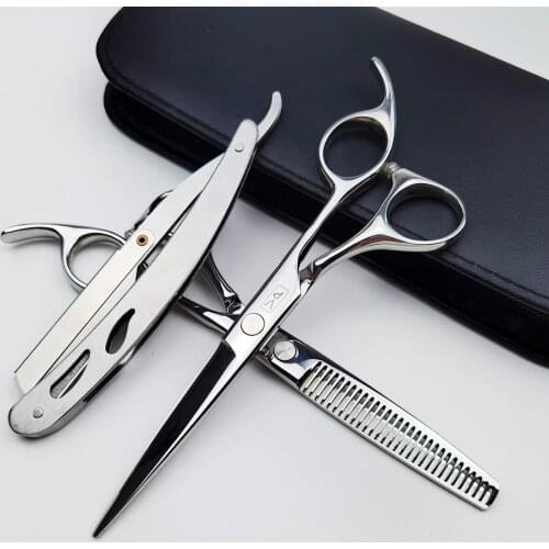 Right Hand 6.0" 440C Shiny Cutting Shears Thinning Scissors Hairdressing Scissors Professional Hair Scissors Barber Scissors Set
