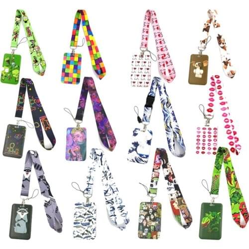 Anime Lanyard Badge Holder ID Card Lanyards Mobile Phone Rope Key Lanyard Neck Straps Keychain Key Ring
