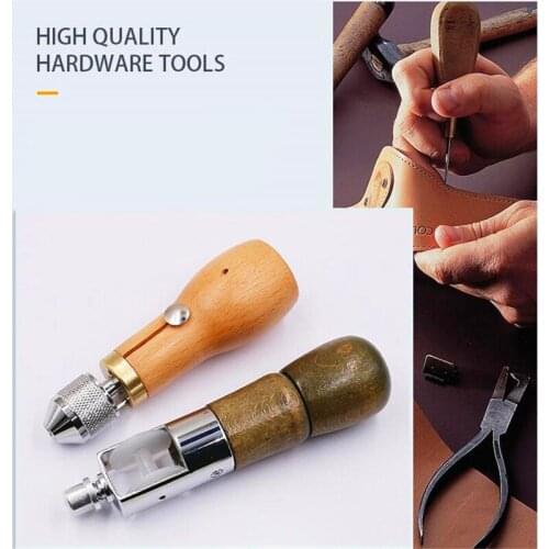 Diy Leather Sewing Machine Handmade Wooden Handle Leather Threader Carving Tools Shoe Bag Repair