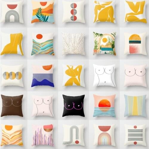 New Abstract Line Drawings Pink Yellow Cushion Cases Simple Modern Art Decorative Pillows case Martisse Sofa Couch Throw Pillows