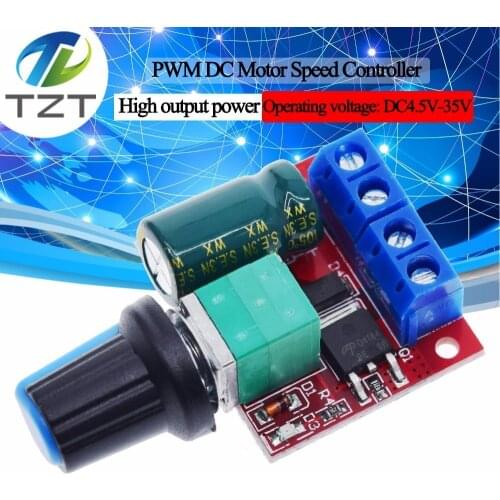 TZT 4.5-35V 90W PWM DC Motor Speed Controller Control Regulator Module 5A Switch Function LED Dimmer Board 20KHz 12V 24V