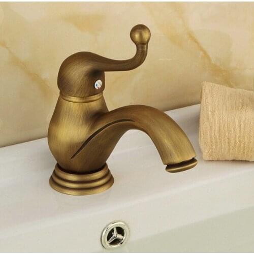 Vintage Retro Antique Brass Single Handle Bathroom Deck Mounted Faucet Vessel Sink Basin Mixer Tap anf106