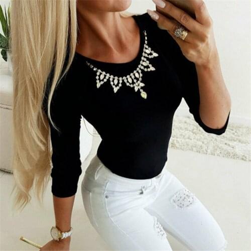 Elegant Office Lady Spring Summer Women Sexy Long Sleeve Shirts Leotard Tops Casual Solid Basic Top Blouse Pullovers