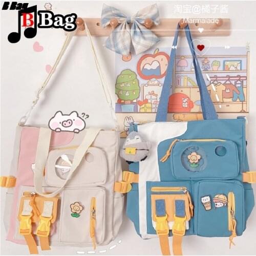 Korean version Women Shoulder bag Lovely Transparent Female Canvas handbag girl Students Large capacity Satchel itaBag Canvasbag