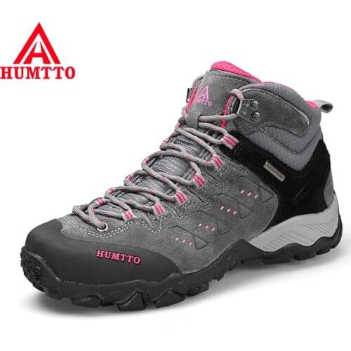 Genuine Leather Hiking Shoes Woman Plus Velvet Lace-up Waterproof Trekking Boots Outdoor Non-slip Wear Resistant Climbing Shoes