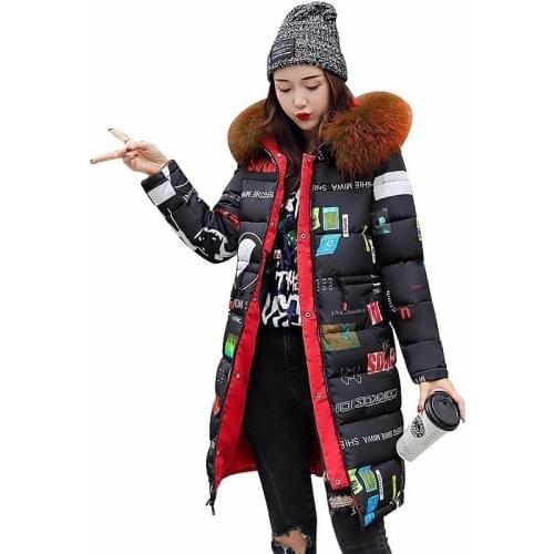 Women Winter Coat Hooded Down Jacket 2018 Raccoon Fur Collar Thicken Both Sides Wear Cotton Parkas Plus Size 3XL Outerwear ls054