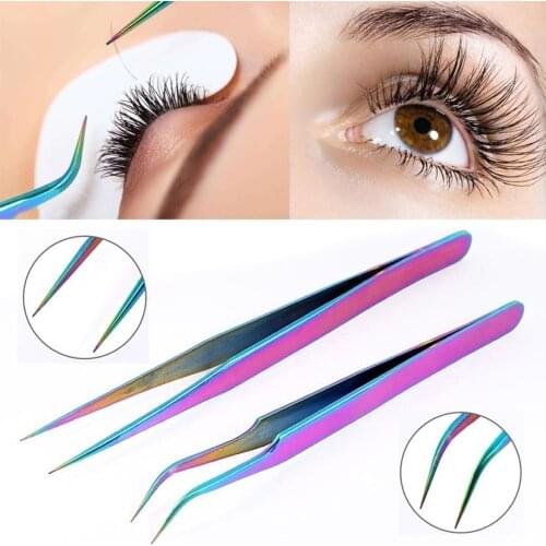 1 Pcs Stainless Steel False Eyelashes Tweezer Curved Straight Clip Applicator Extension Beauty Makeup Tools