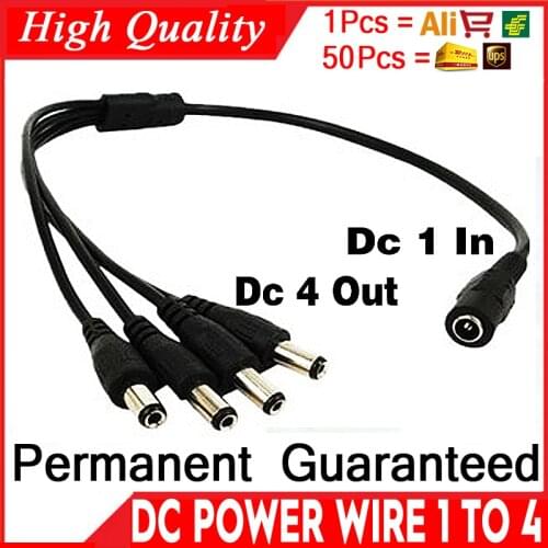 1PCS POST free shipping 1DC Female To 4 Male plug Power Cord adapter Connector Cable Splitter for CCTV Security Camera LED Strip
