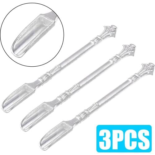 3PCS Mini Spoon 79mm Metal Sniffer Snorter Medicine Bottle Snuff Tobacco Shovel Smoking Accessories