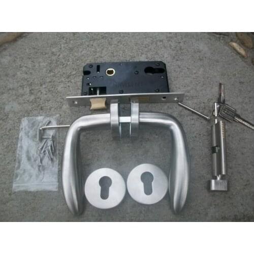 304 STAINLESS STEEL SOLID DOOR LOCK WITH HANDLE, BRASS CYLINDER AND 58*45 LOCKBODY