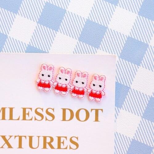 4pcs Rabbits Embroidery Patch Fabric Sticker For DIY Clothing Bag Mobile Cup Decoration Fabric Adhesive Repair Label Accessories
