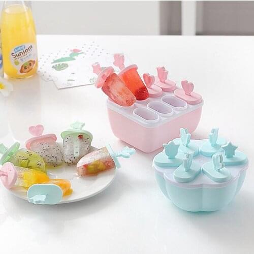 6pcs/set DIY Ice Mold Kitchen Ice Cream Tool Popsicle Maker Food Grade Ice Cream Mould With Popsicle Stick Ice Maker