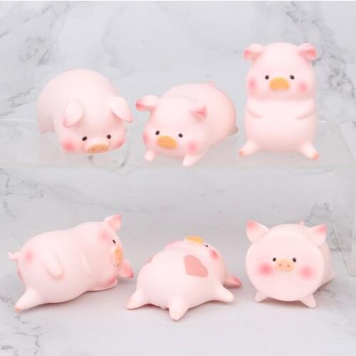 6 PCS Lulu Cute Pig Canned Pig Sitting Laying Sanding Lying Down 8 cm Pig Doll Toys Decoration Gifts for the Children