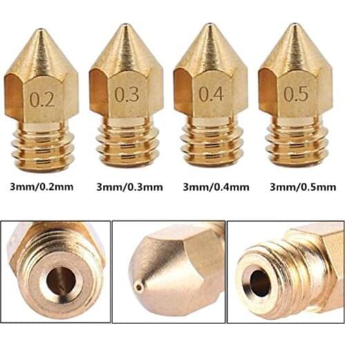 Aokin MK8 Nozzle 0.4mm 0.3mm 0.5mm 0.8mm Copper Head Brass Nozzle for 3D Printer Threaded 1.75mm 3.0mm Filament Extruder Nozzle