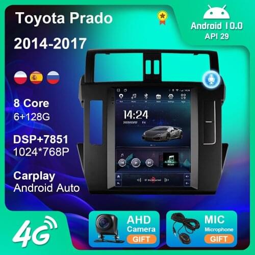 9.7 Inch Android 10 Car Radio for Toyota Prado 2014-2017 Autoradio Tesla Style Multimedia Video DVD Player Navigation GPS 2 din