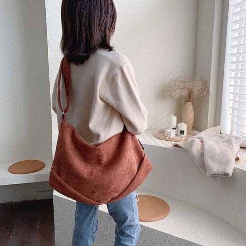 Korean Style Big Suede Crossbody Bags For Women Girls Casual School Hobos Ladies Shoulder Messenger Bags Spring 2020 рюкзак женс