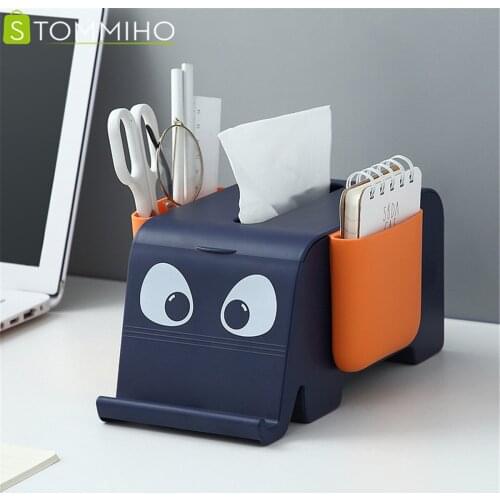 STOMMIHO Paper Towel Box Tissue Box Pumping Box Phone Stand 2 In 1 Multifunctional Storage Box Household Tissue Container