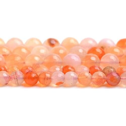 Fctory Price 16" Natural Stone Faceted Orange Red Agat Round Loose Beads 6 8 10 12MM Pick Size For Jewelry Making diy
