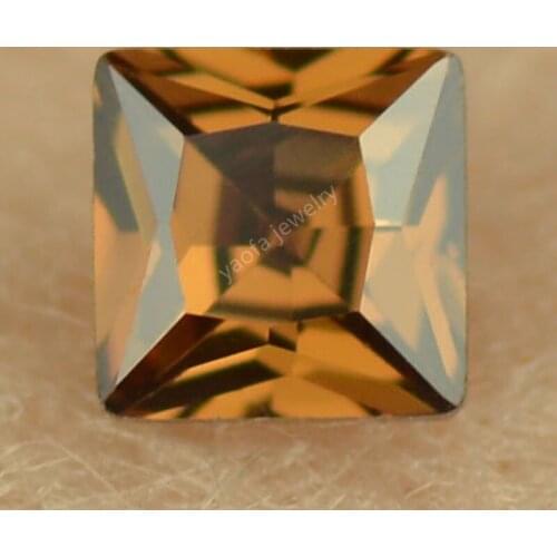 Hot Sale 2X2~12x12mm 5A Square Princess Shape Middle Light Coffee Cubic Zircon Stone Loose Lab Grown CZ Brown Gems For Jewelry