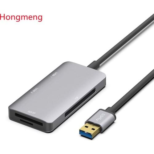 Hongmeng USB 3.0 to 2-port 3.0 Hub multi function card reader SD TF cf 3.0 card reader For business office Tablet Adapter