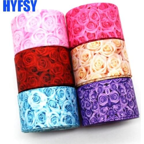 Hyfsy 10014 25 38mm 10 yards of rose ribbon DIY gift wrapping headwear hair bow decoration for valentines day Grosgrain ribbons