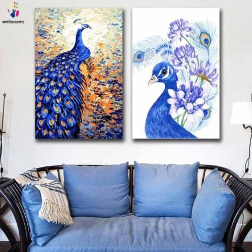 DIY colorings pictures by numbers with colors Peacock Queen picture drawing painting by numbers framed Home decor Two pieces