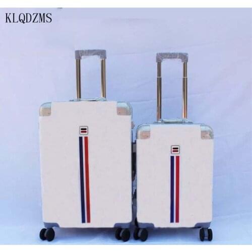 KLQDZMS 20"24inch Aluminum frame travel suitcase high quality rolling luggage men women trolley bag Universal wheel