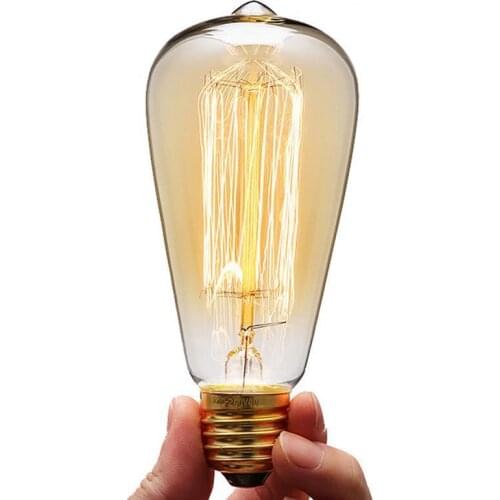 40W E27 220-240V Edison Light Bulb, Retro Yellow Light W-filament Bulb Coffee House Decor Industrial Style Lamp