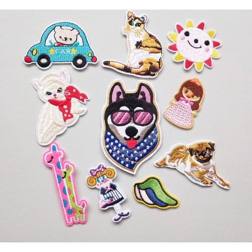 Cute Animal Embroidery Patches For Iron On Patch Embroidered Clothes Dogs Patchs Appliques For Clothing Stickers CX191-200