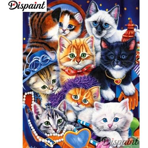 Dispaint Full Square/Round Drill 5D DIY Diamond Painting "Animal cat scenery" 3D Embroidery Cross Stitch Home Decor Gift A10377