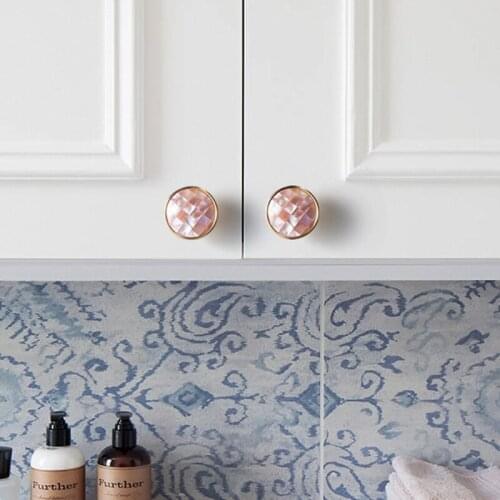 Natural Shell/ Lattice shape knob Dresser Drawer Knobs Pulls Handles/Cupboard Pink Knobs Furniture Cabinet Handle