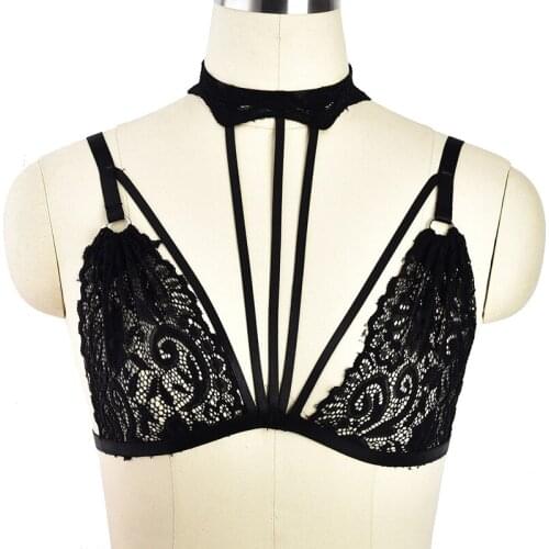 Gentle Lace Harness Bra Punk Goth Strap Top Belt Women Sexy Body Cage Bra Bondage Sexy Lingerie Plus Size Festival Rave Garters