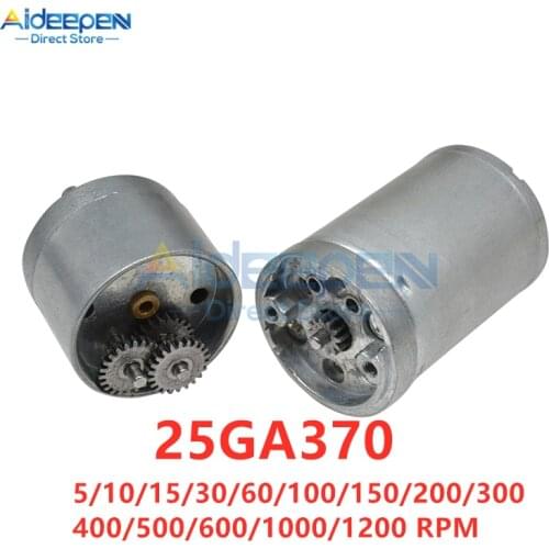 25GA370 DC 12V Micro Metal Gear Motor Low Speed High Torque 5/10/15/30/60/100/150/200/300/400/500/600/1000/1200 RPM