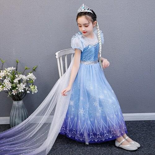 Disneys new product Frozen Aisha princess dress Halloween Elsa3-8 year old girls party casual sequined mesh dress